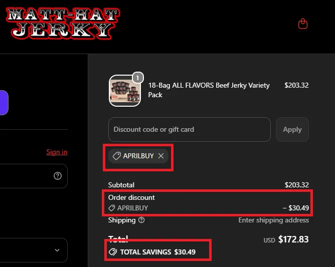 Matt Hat Jerky 10% off Discount Code